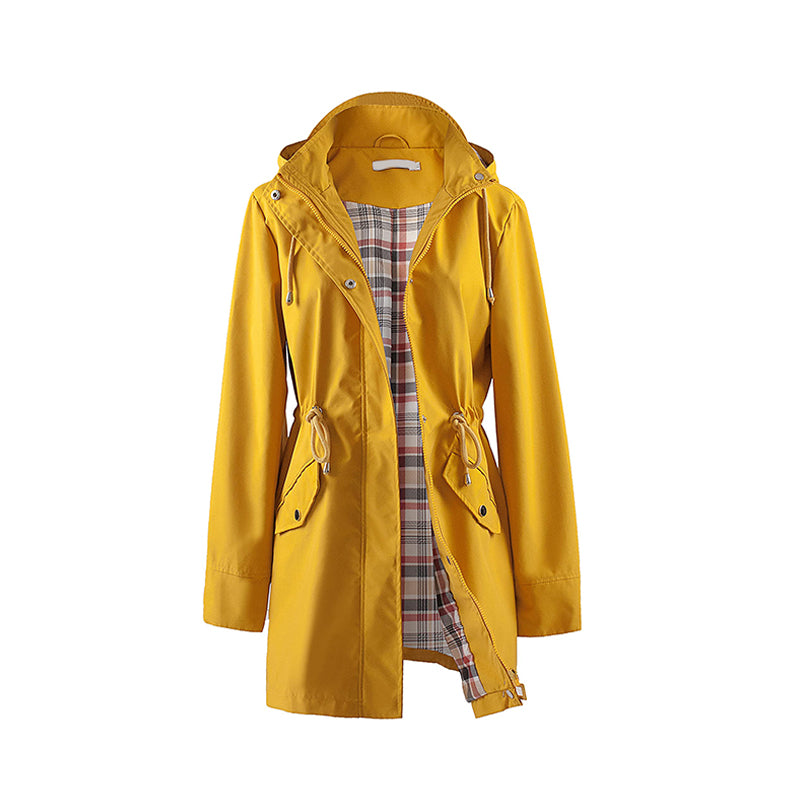 Long Hooded Zipper Windbreaker π§₯ β Drawstring Waist-Cinching, Slimming Fit for Daily Commute & Errands π