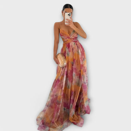 Ethereal Bloom – Mesh Maxi Dress