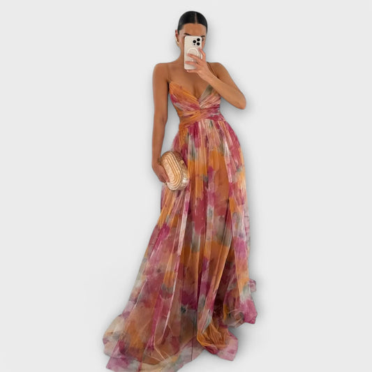 Ethereal Bloom – Mesh Maxi Dress