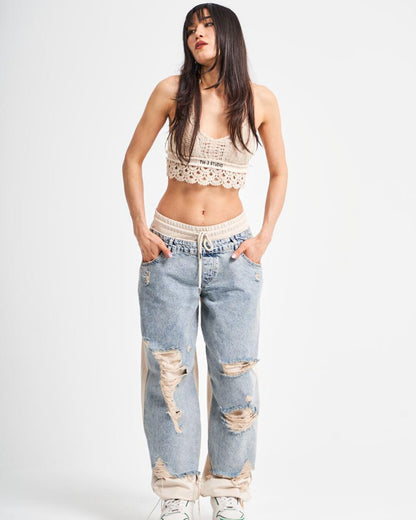 Denim Overlay Pants