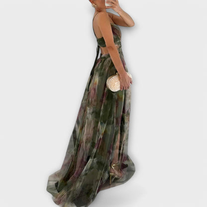 Ethereal Bloom – Mesh Maxi Dress