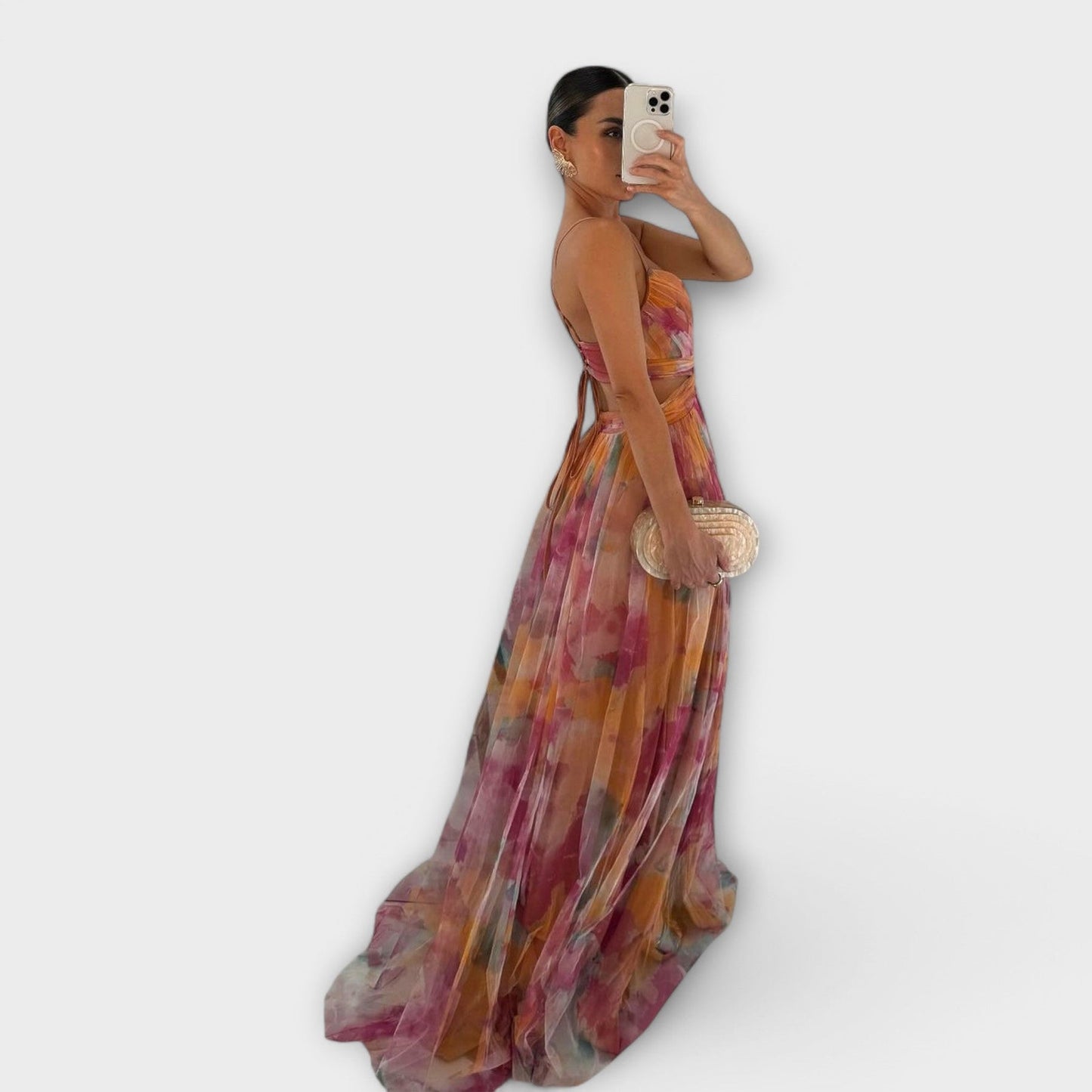Ethereal Bloom – Mesh Maxi Dress