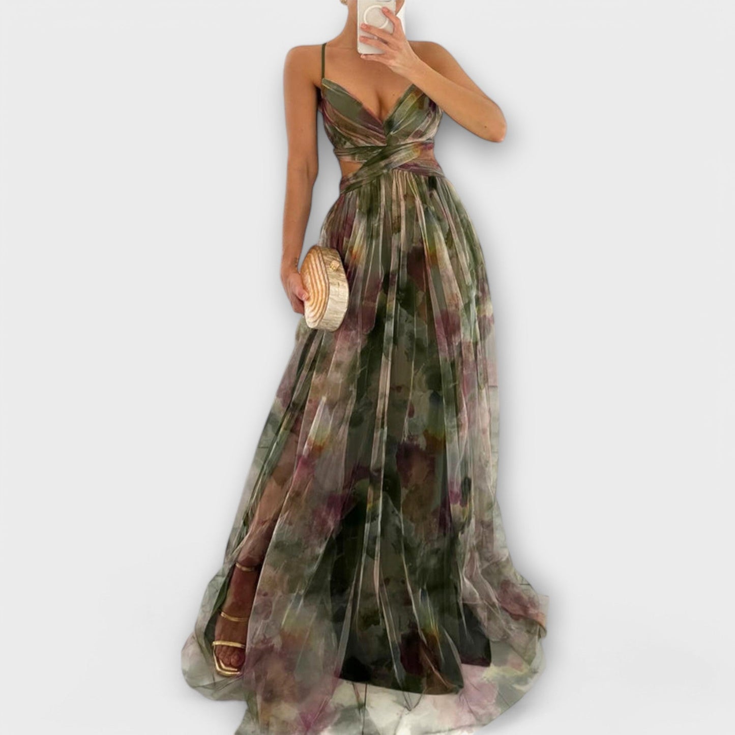 Ethereal Bloom – Mesh Maxi Dress